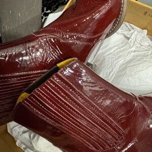 Free People Glossy Maroon Ankle Boots